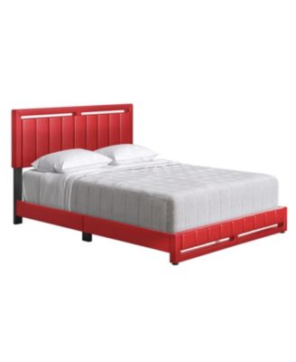 Belle Upholstered Platform Bed with Headboard, Mattress Foundation with Strong 14 Wood Slat Supports, No Box Spring Required