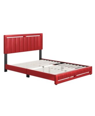 Belle Upholstered Platform Bed with Headboard, Mattress Foundation with Strong 14 Wood Slat Supports, No Box Spring Required