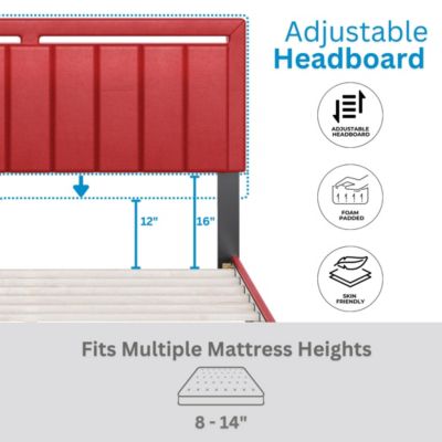 Belle Upholstered Platform Bed with Headboard, Mattress Foundation with Strong 14 Wood Slat Supports, No Box Spring Required