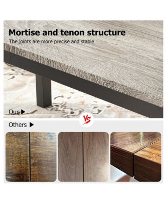 70.8-Inch MDF & Metal Round Corner & Industrial Style Dining Table