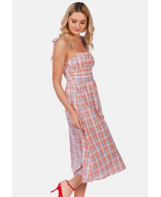 Women's Checkered Midi Dress Slip Dress