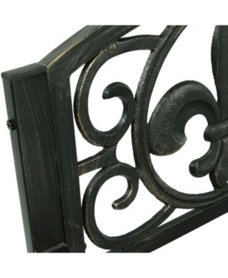 Traditional Fleur-de-Lis Design Cast Iron and Steel Outdoor Rocking Chair