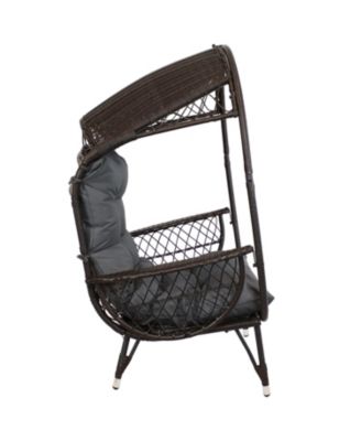 Shaded Comfort Wicker Outdoor Egg Chair with Legs - 56.5" H