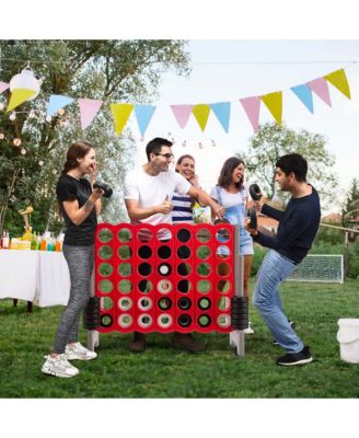 Jumbo 4-to-Score Game Set Giant 4 in A Row Kids Adults w/ 42 Jumbo Rings Red