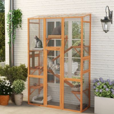 Outdoor Catio Cat Enclosure w/ 6 Jumping Platforms, Scratching Post