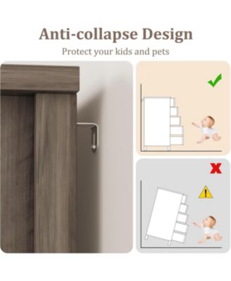 5 Drawer Dresser, Farmhouse Wooden Chest of Drawers with Sliding Barn Door, Adjustable Shelf, Tall Antique Dresser, Storge Cabinet for Bedroom, Living Room