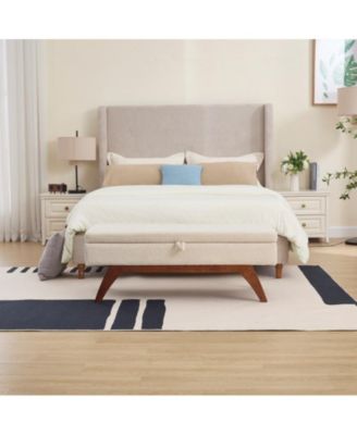 Teddy Storage Bench, Bed End Stool with Hidden Storage with Solid Wood Legs