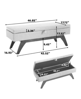 Teddy Storage Bench, Bed End Stool with Hidden Storage with Solid Wood Legs