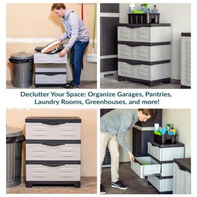 Heavy-Duty Plastic 3-Drawer Storage Cabinet Organizer - 29.5"