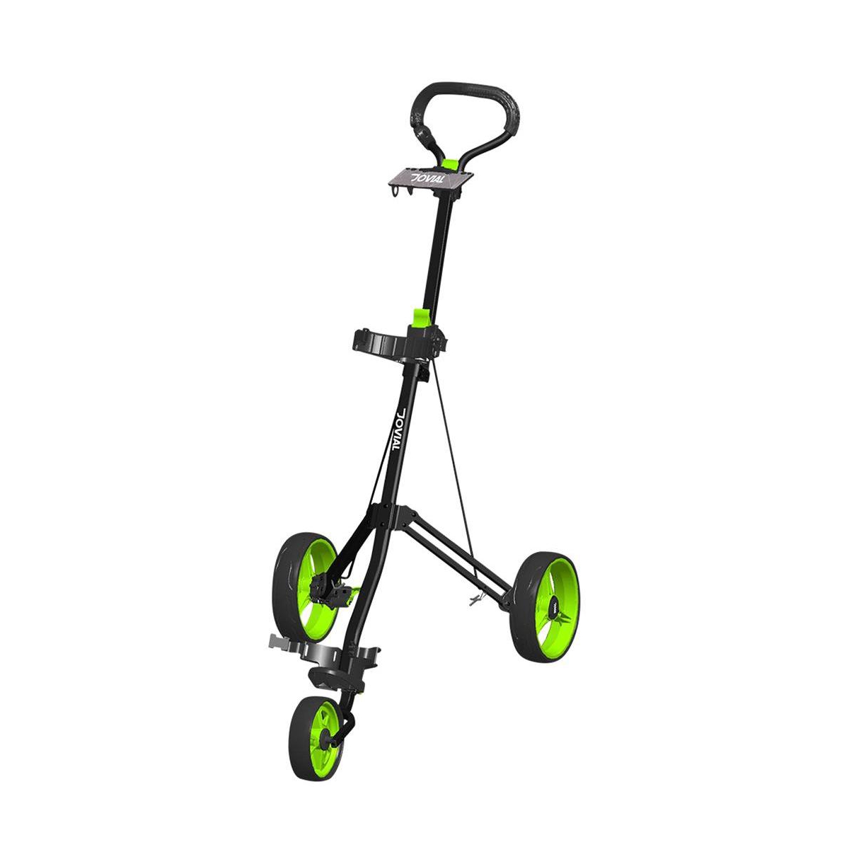 3-Wheel Golf Push Cart with Adjustable Handle and Braking System - Black