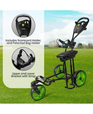 Foldable 3-Wheel Golf Push Cart with Scorecard Holder