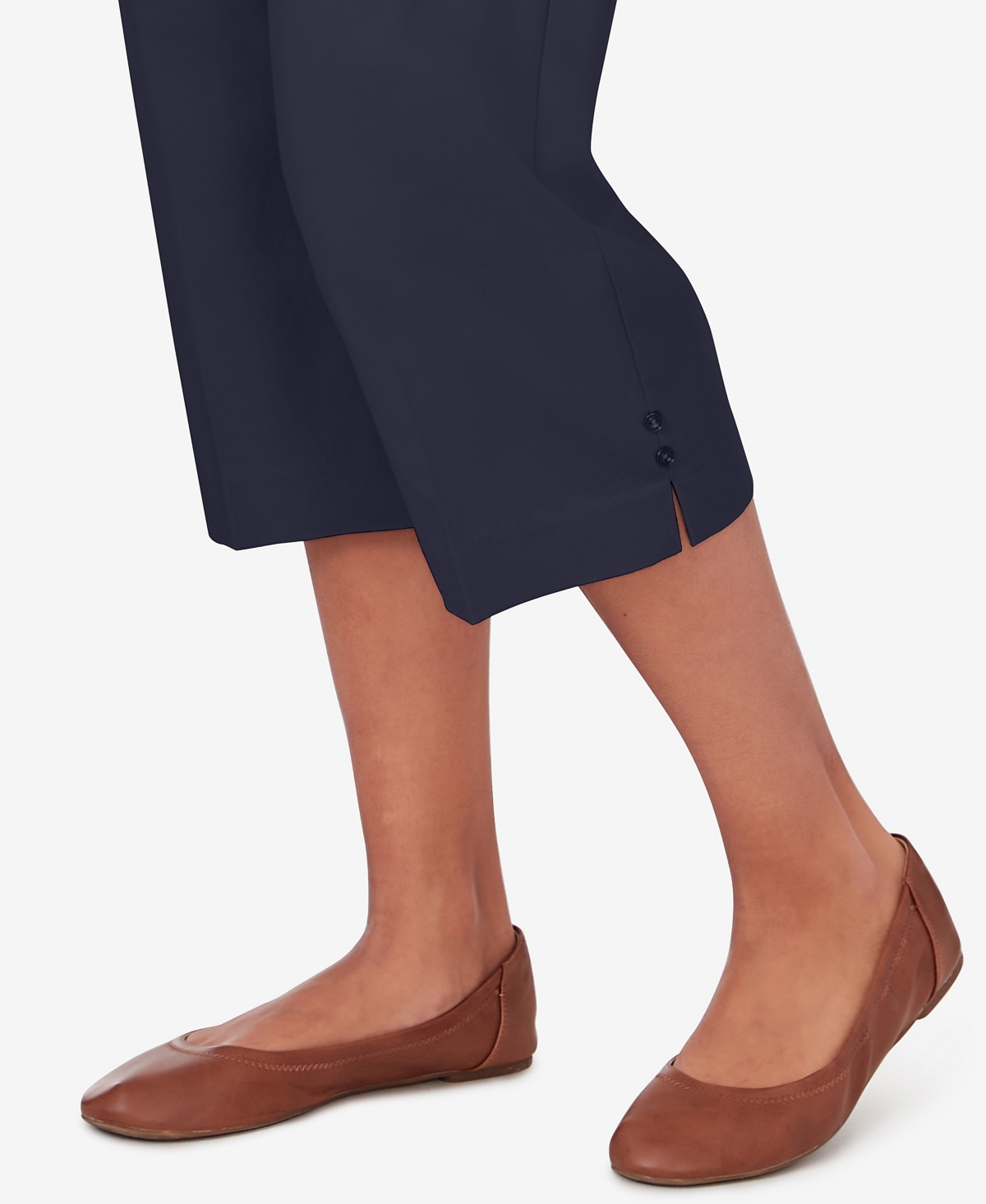 Alfred Dunner Petite All American Twill Capri Pants In Navy