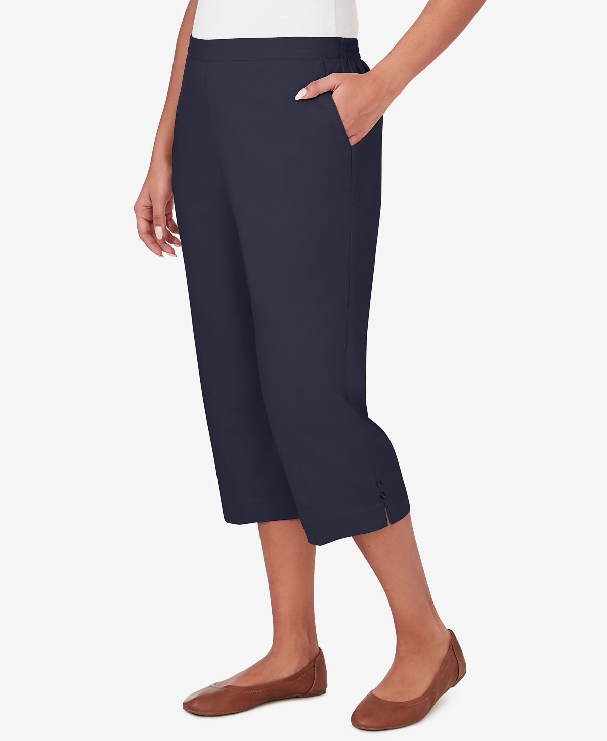 Alfred Dunner Petite All American Twill Capri Pants In Navy