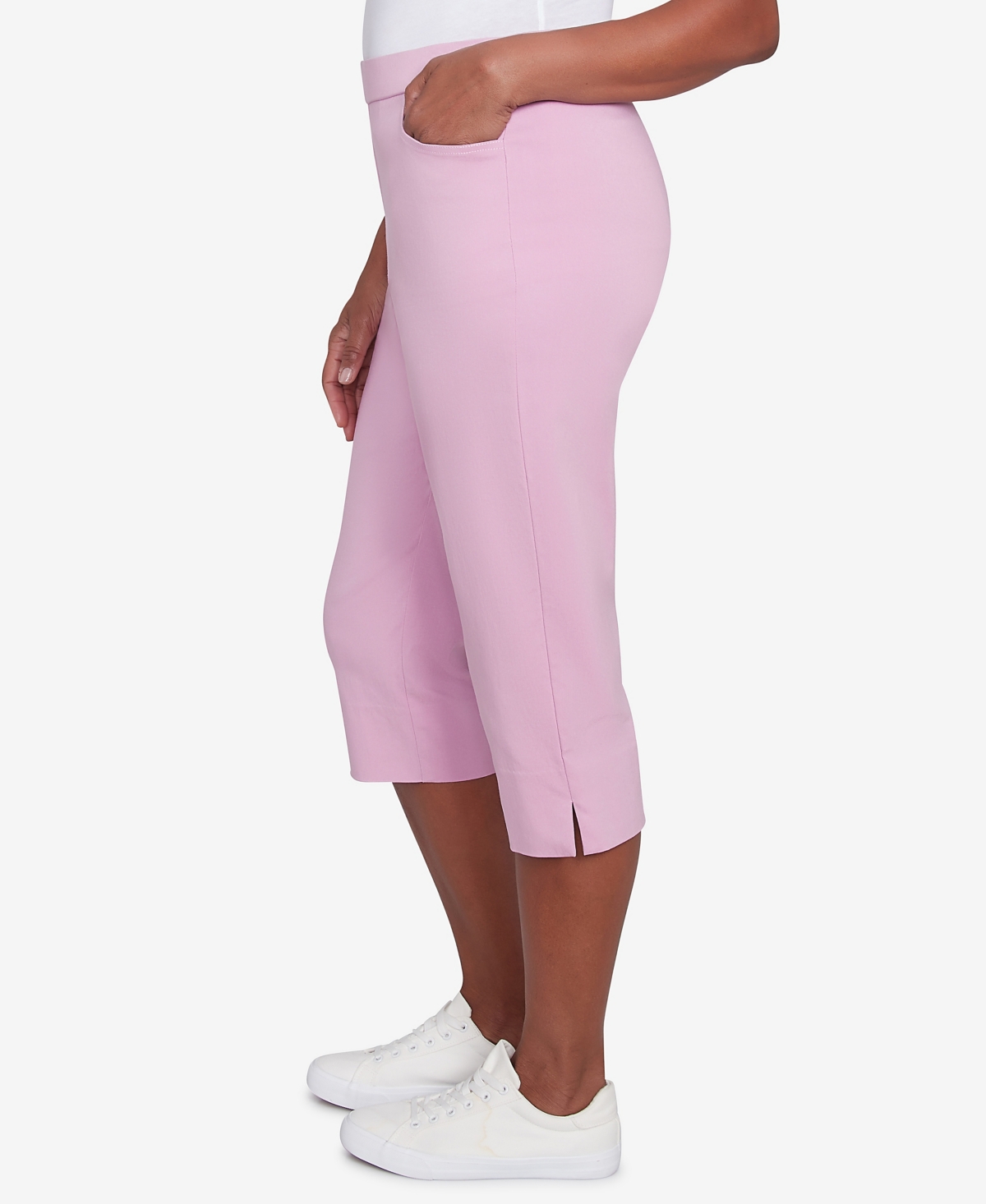 Alfred Dunner Petite Classics Flat Front Allure Clamdigger Pants In Peony