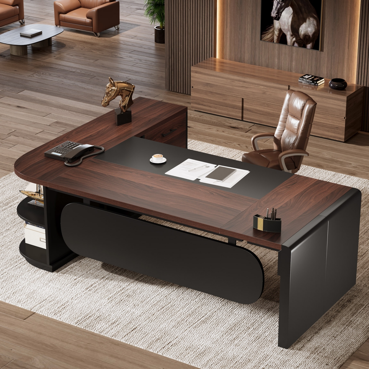 Tribesigns 47 inch Retail Counter,Modern Front Desk Reception Room Table with Cable Grommet,Reception Desk with Counter