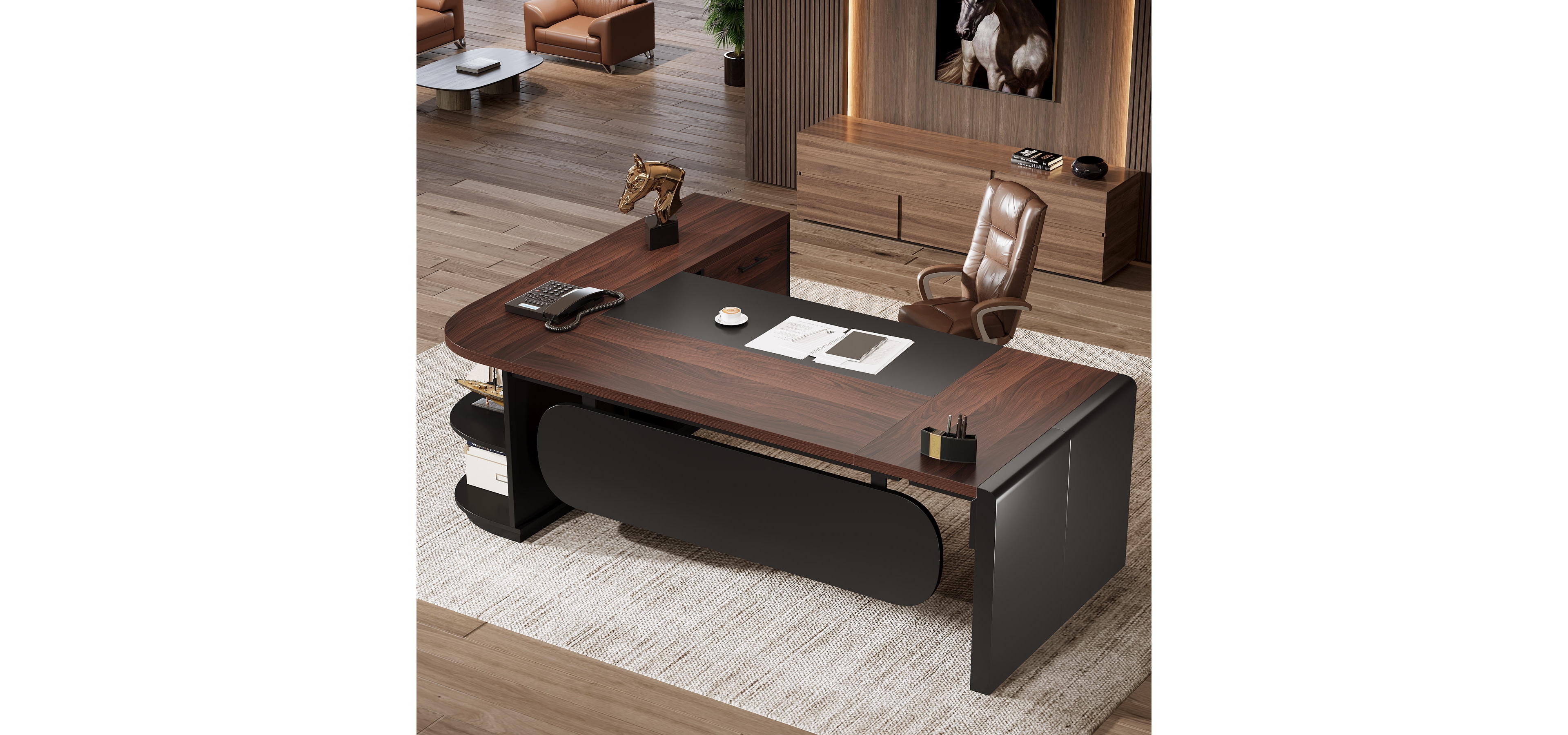 Tribesigns 47 inch Retail Counter,Modern Front Desk Reception Room Table with Cable Grommet,Reception Desk with Counter