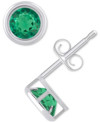 Lab-Created Opal Bezel Stud Earrings (1-1/5 ct. t.w.) Stud Earrings in 10k Gold (Also in Additional Gemstones)