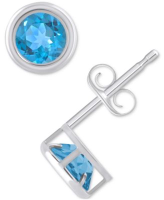 Lab-Created Opal Bezel Stud Earrings (1-1/5 ct. t.w.) Stud Earrings in 10k Gold (Also in Additional Gemstones)