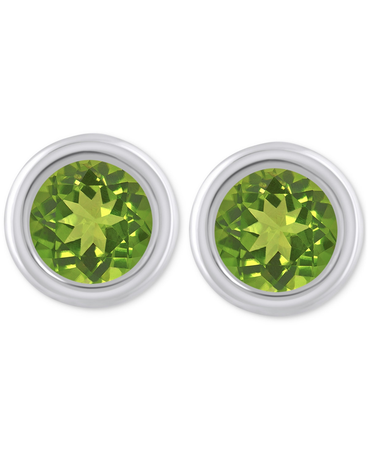 Macy's Lab-created Opal Bezel Stud Earrings (1-1/5 Ct. T.w.) Stud Earrings In 10k Gold (also In Additional In Peridot,white Gold