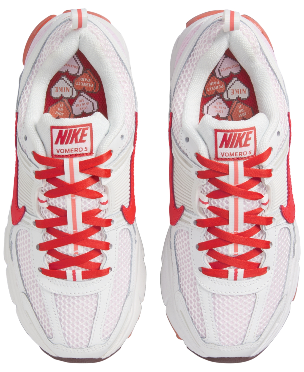 Nike Big Girls Vomero 5 Casual Sneakers From Finish Line In White,light Crimson
