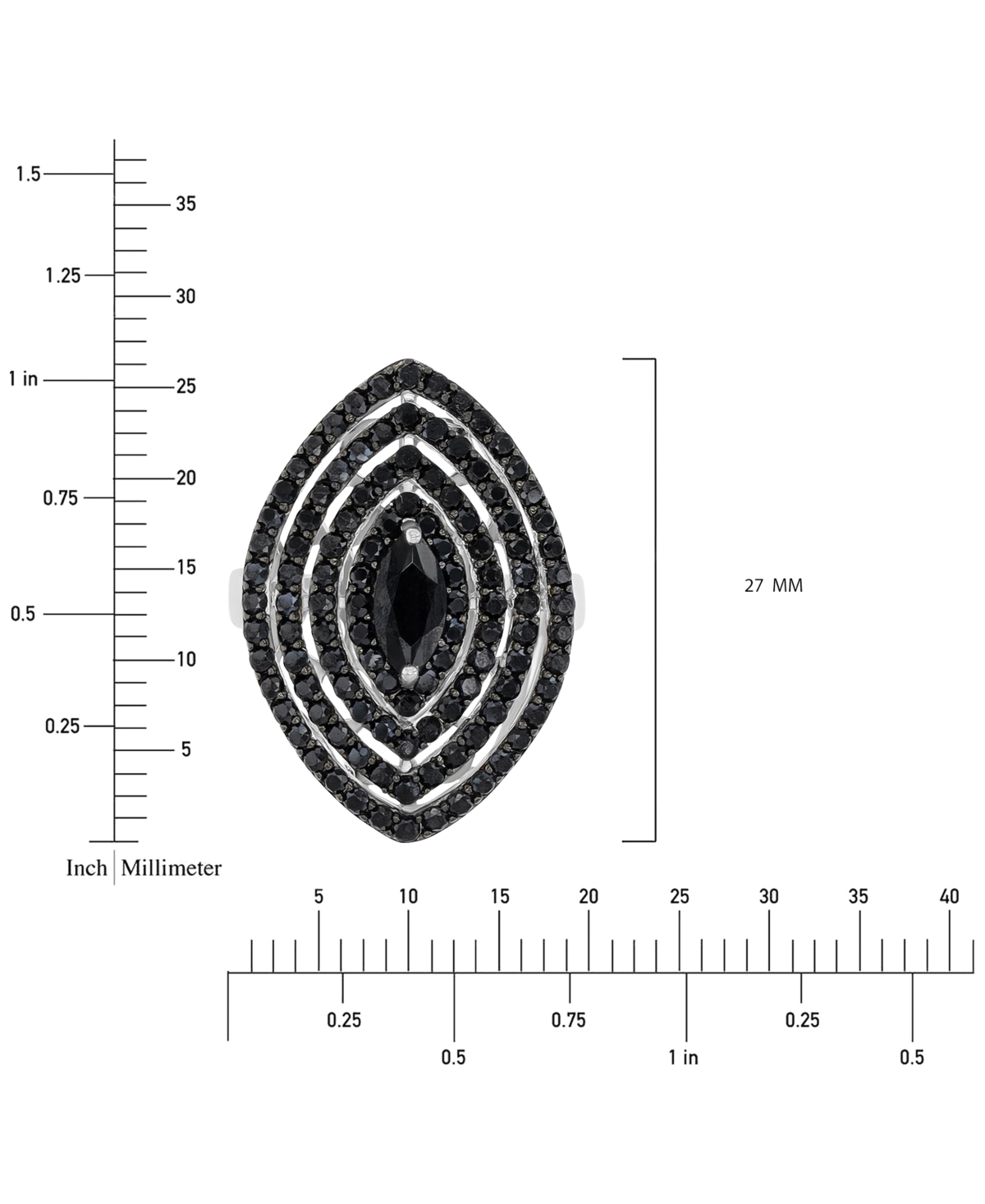 Macy's Black Spinel Statement Ring (5/8 Ct. T.w.) In Sterling Silver In Black Spinel