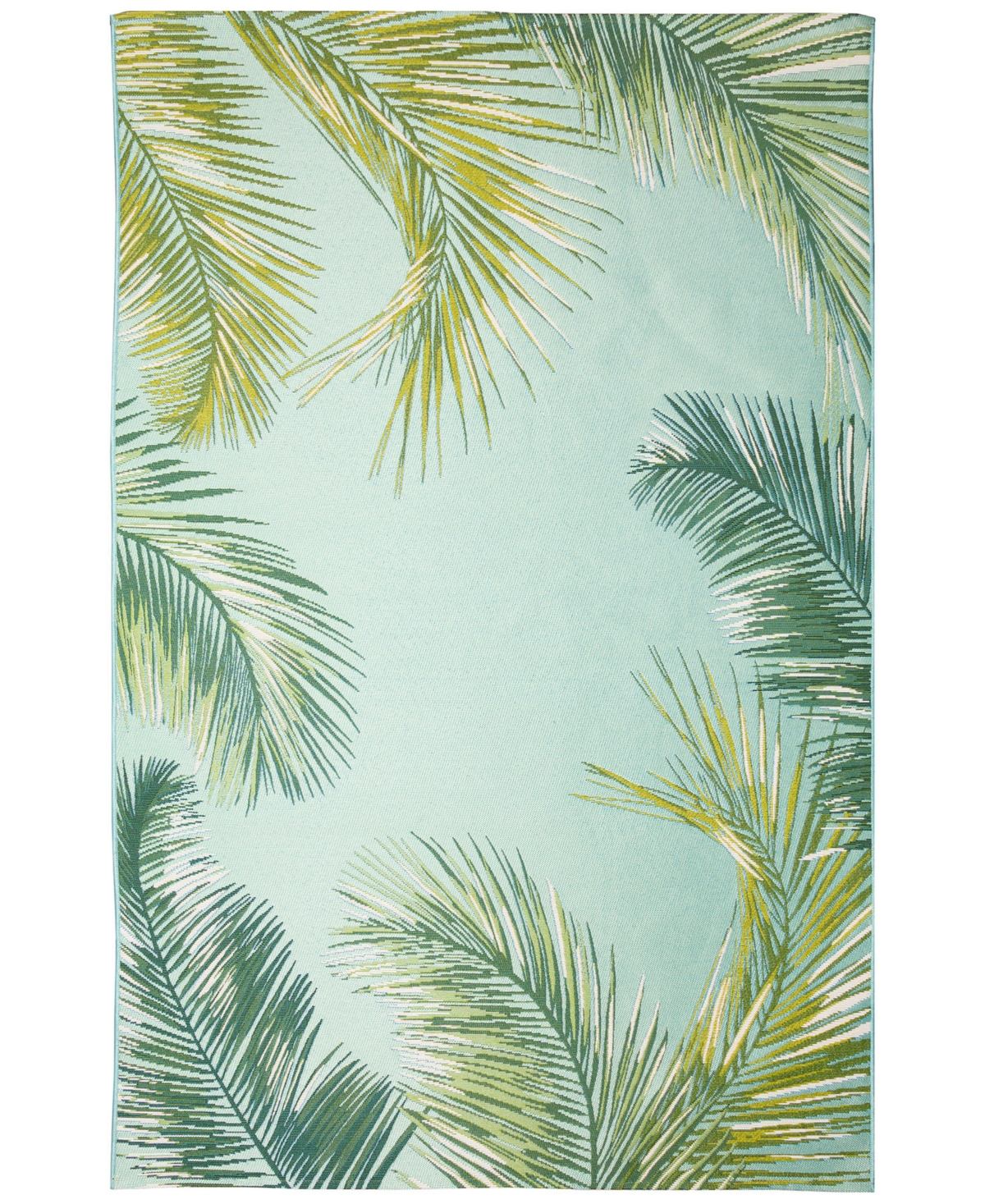 Liora Manne Marina Palm Border 4'10"x7'6" Area Rug In Aqua