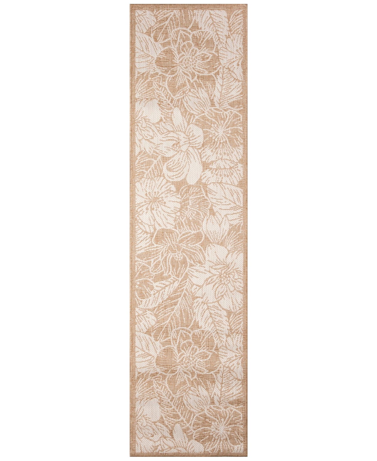 Liora Manne Carmel Botanical 1'11"x4'11" Runner Area Rug In Sand