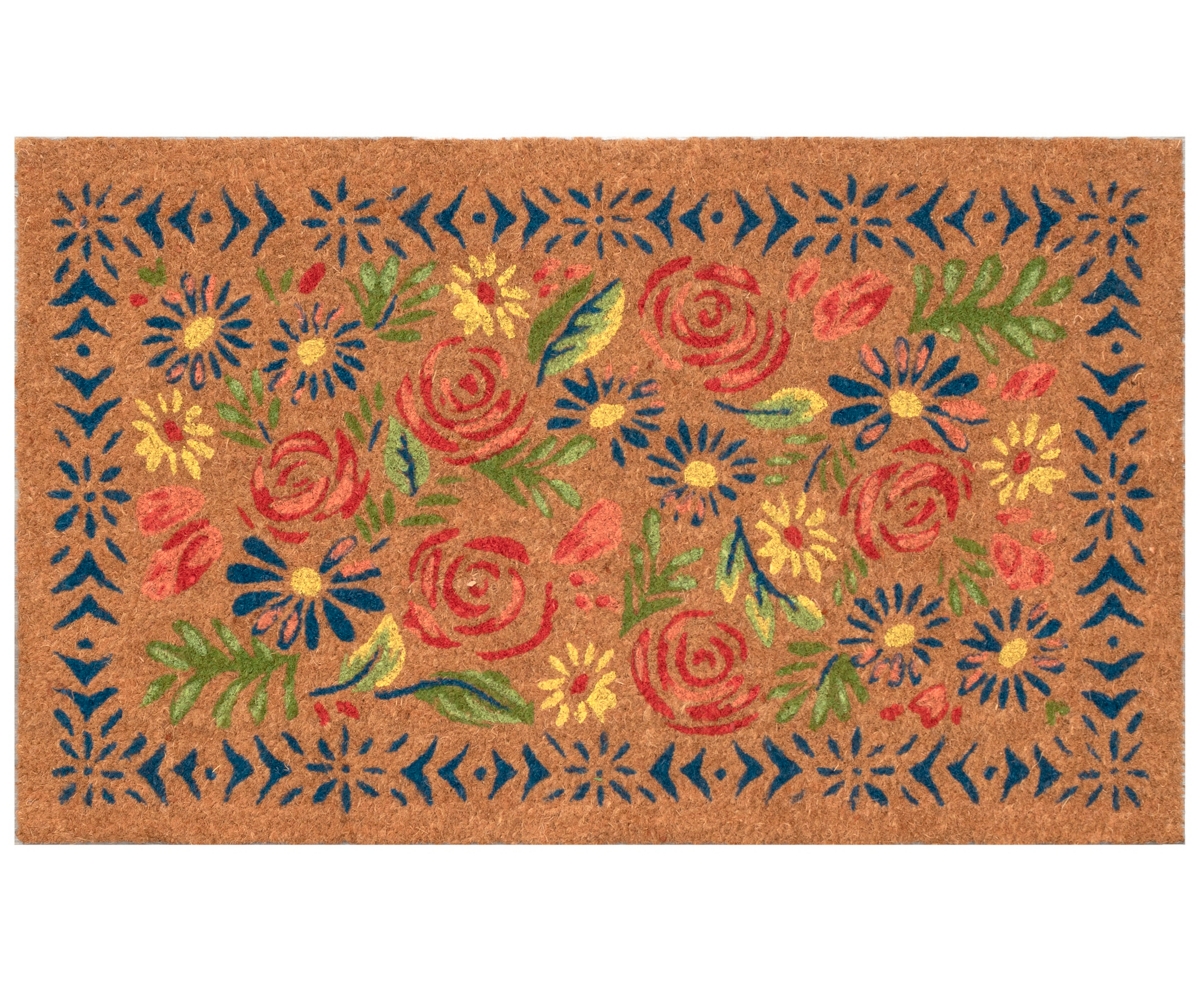 Liora Manne Natura Block Print Flowers 1'6"x2'6" Area Rug In Multi