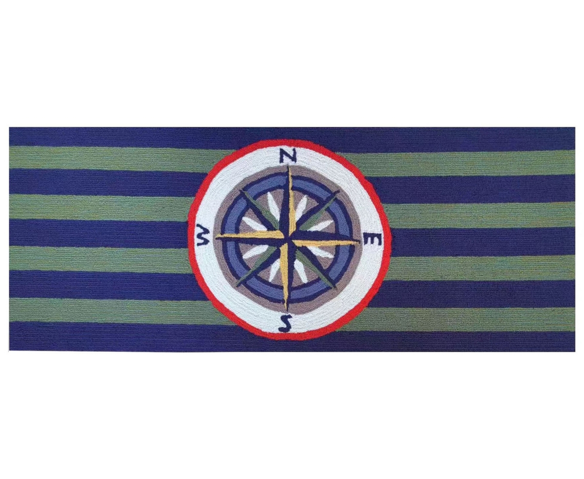 Liora Manne Frontporch Striped Compass Runner Area Rug, 2' X 5' In Multi