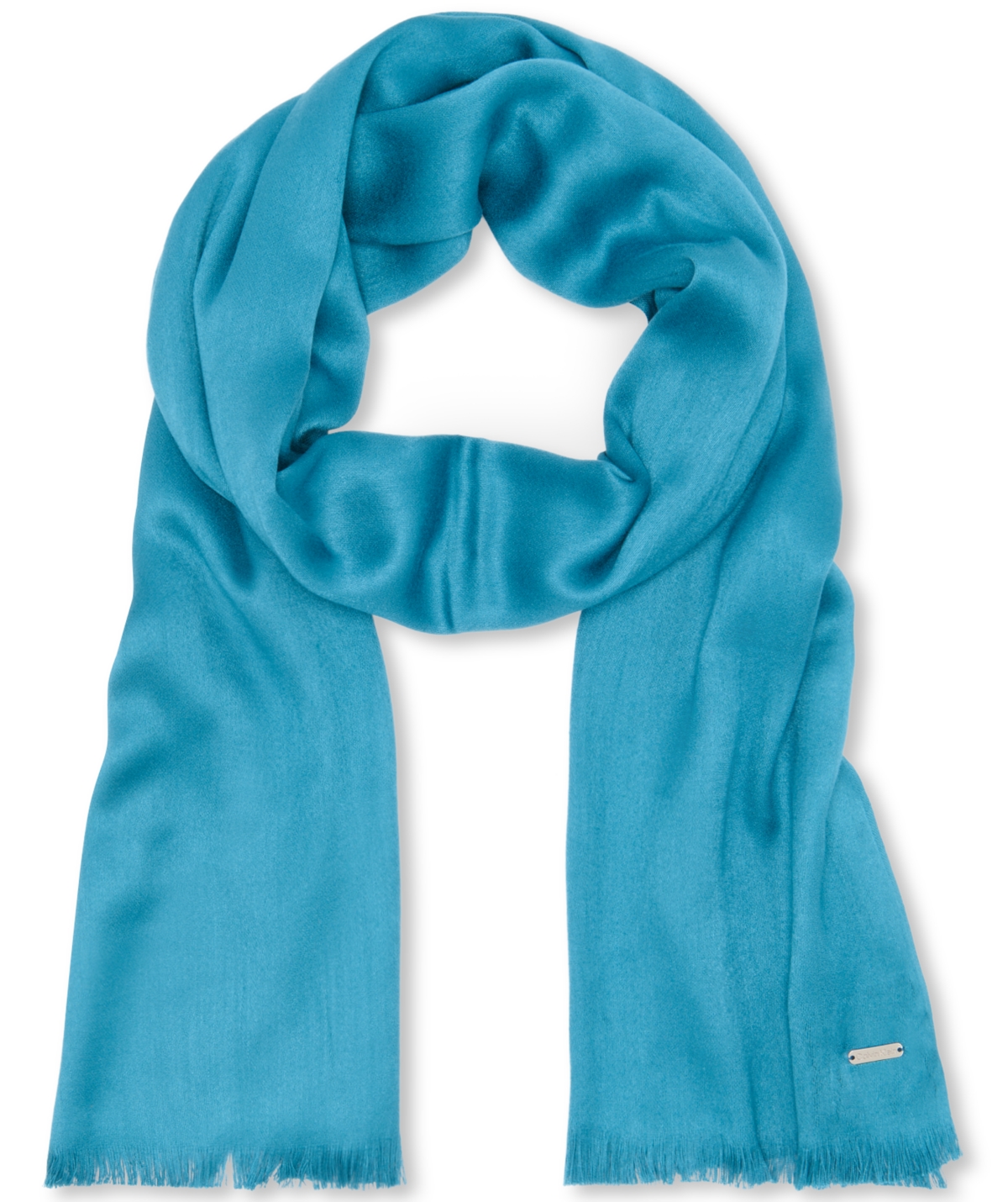 Calvin Klein Women's Solid Satin-feel Pashmina Scarf In Corsica Blue