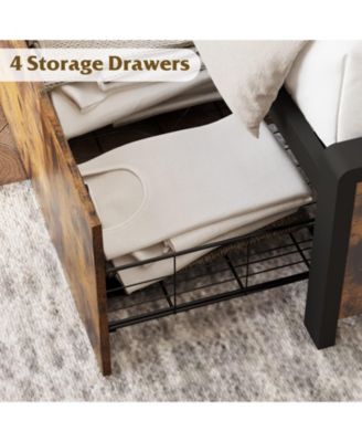 Full Bed Frame with 4 Storage Drawers and Headboard