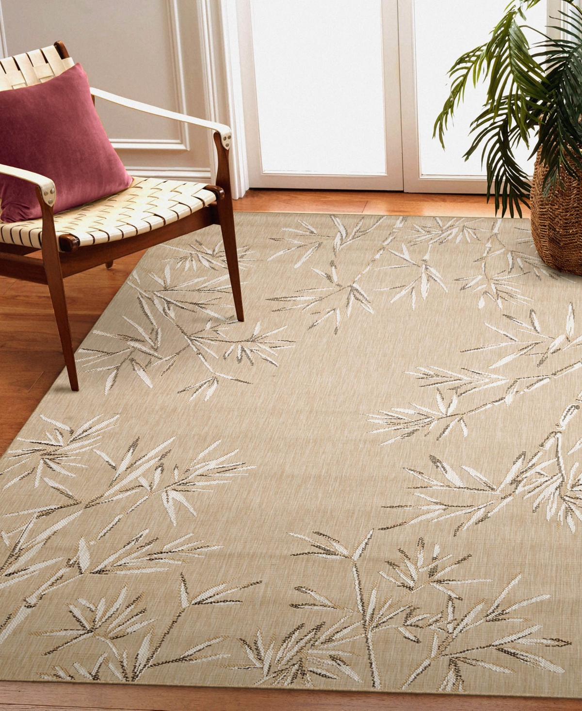 Liora Manne Carmel Border 4'10"x7'6" Area Rug In Sand