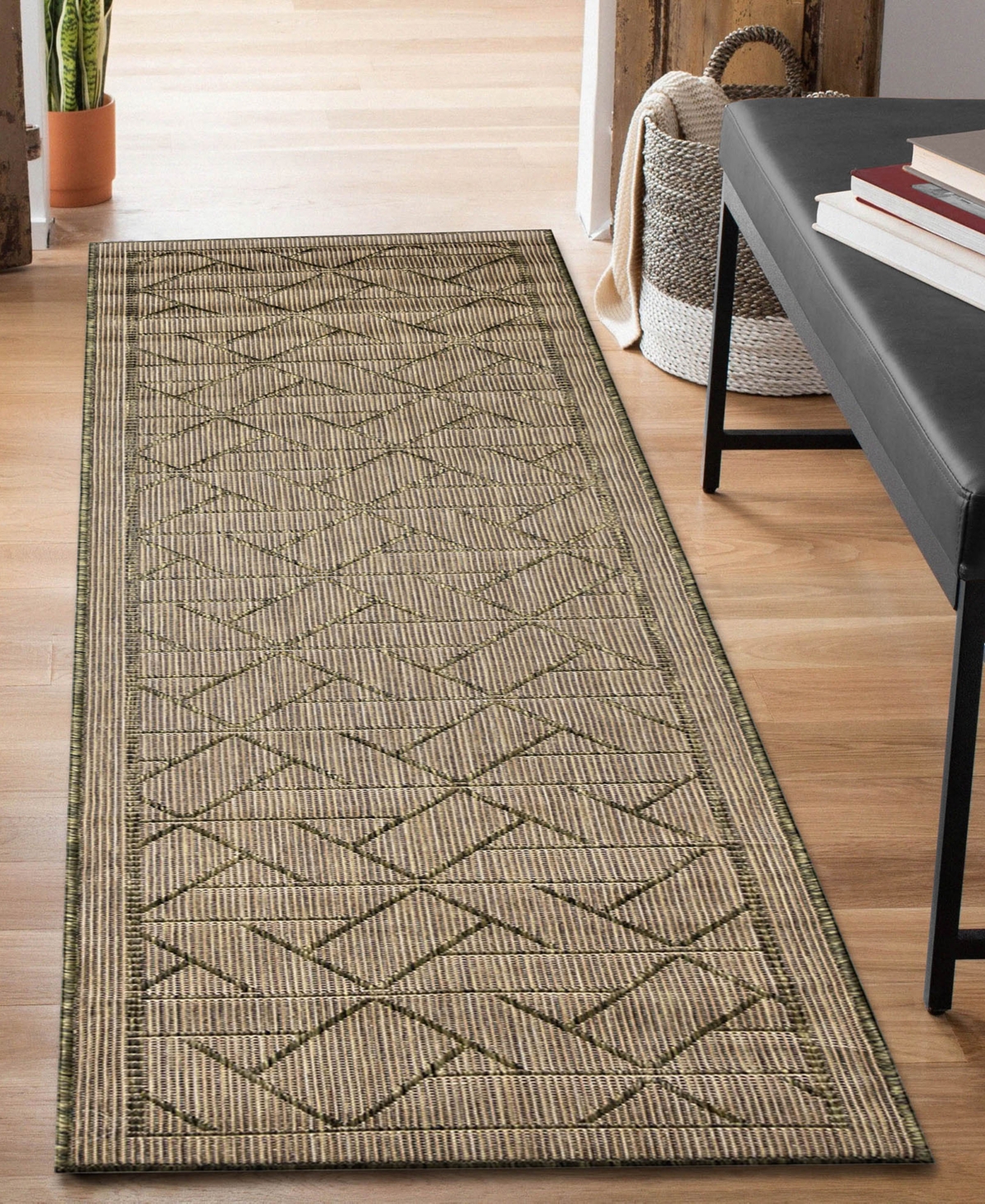 Liora Manne Carmel Pyramid 1'11"x7'6" Runner Area Rug In Green