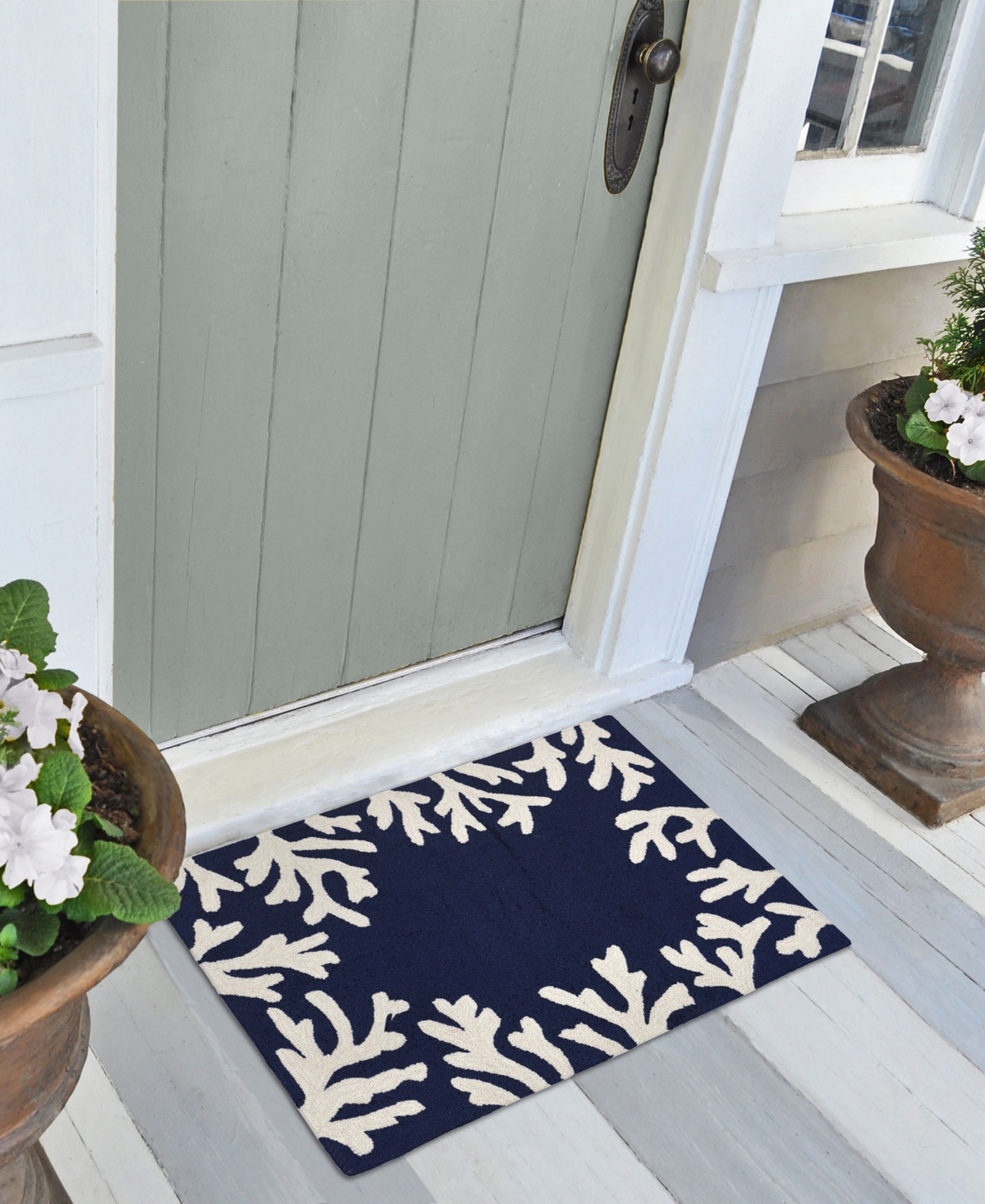 Liora Manne Capri Coral Border Area Rug, 1'8 X 2'6 In Navy