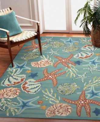 Liora Manne Marina Starfish Song Rug Collection In Aqua