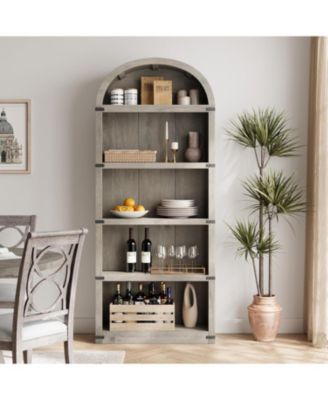 Bookcase Arched Bookshelf 71.65in Tall Bookcase Farmhouse Display Storage Rack
