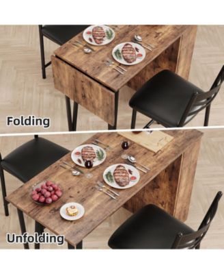 Dining Table Set for 2, Kitchen Bar Table and Chairs for 2, 3-Piece Kitchen Table Set with 2 Upholstered Chairs,Brown