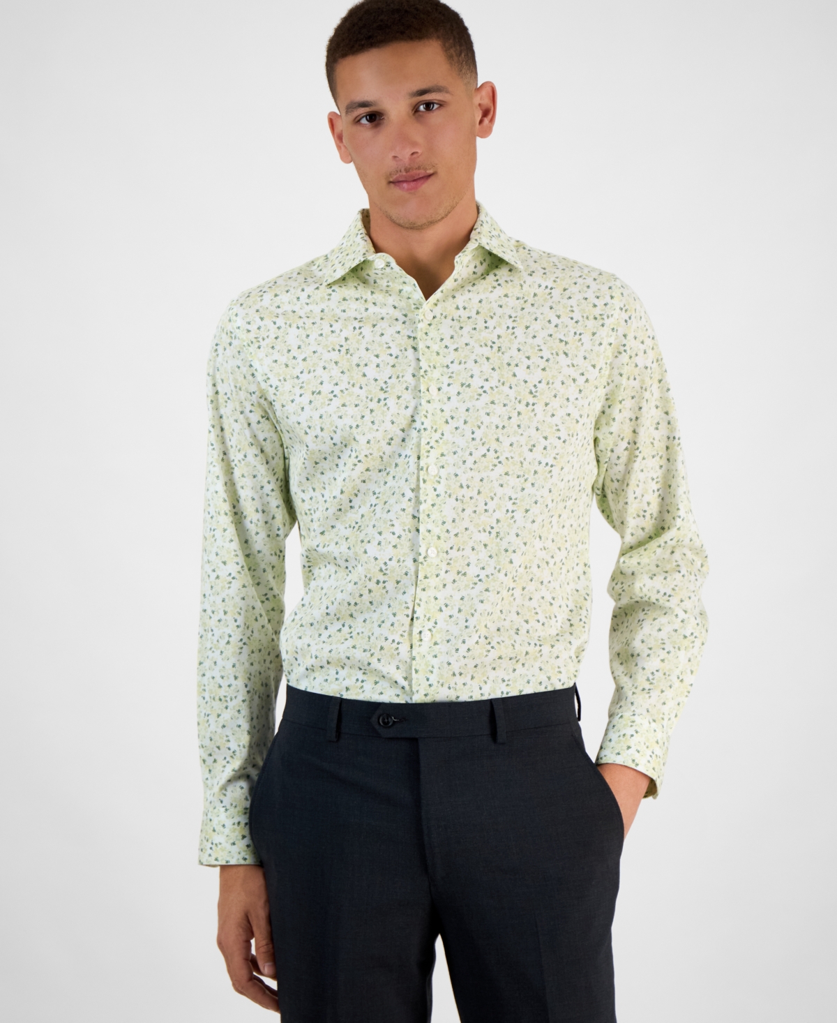 Bar Iii Men's Slim Fit Long Sleeve Button-front Boboli Floral Print Shirt, Exclusively At Macy's