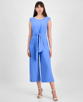 Tahari ASL - Women's Tie-Waist Cropped Wide-Leg Jumpsuit