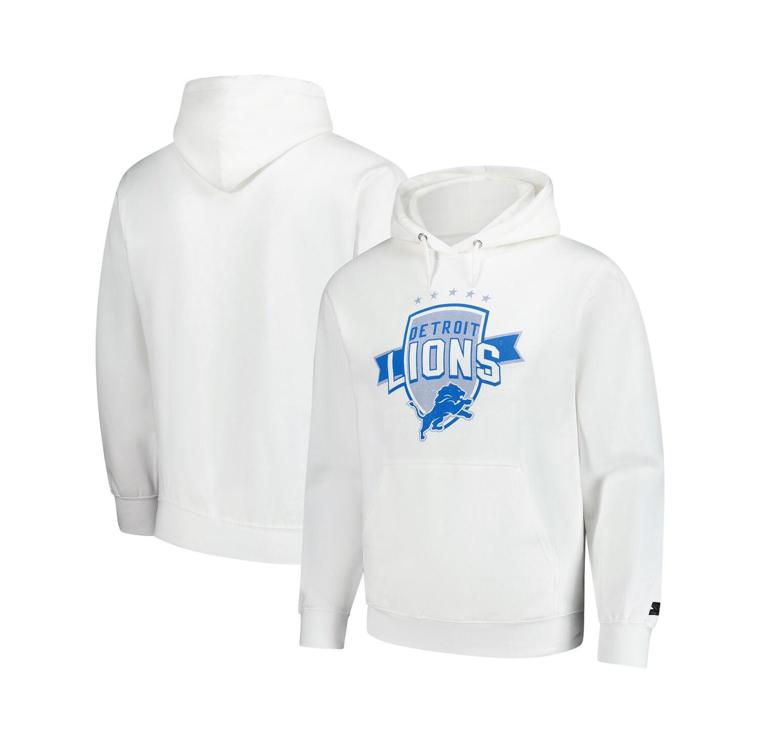 Men's White Detroit Lions Vintage Pullover Hoodie