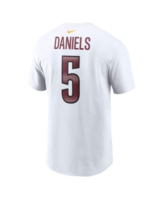 Men's Jayden Daniels White Washington Commanders Name Number T-Shirt
