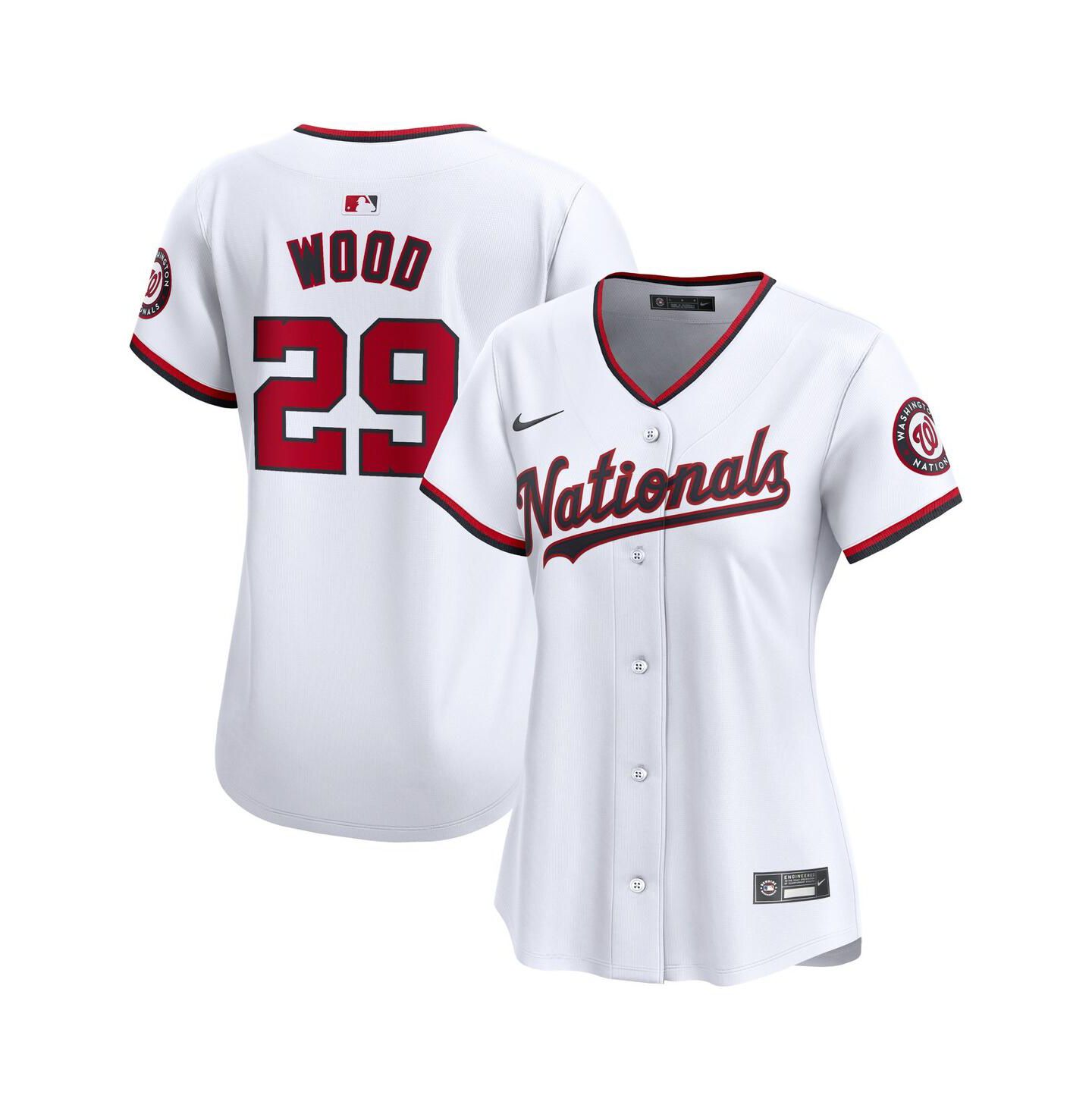 Женский топ Nike James Wood White Washington Nationals Home Limited Player Jersey — фото 1