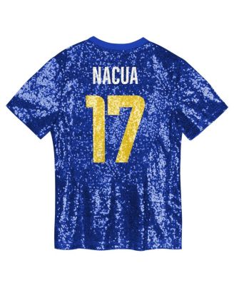 Big Girls Puka Nacua Royal Los Angeles Rams Sequin V-Neck Fashion Jersey