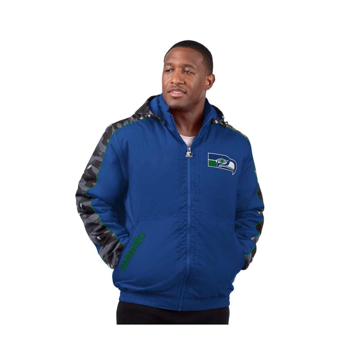 Мужская куртка Starter Royal Seattle Seahawks Thursday Night Gridiron Full-Zip Hoodie Jacket — фото 1