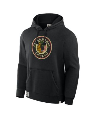 Men's Black Chicago Blackhawks Decades Collection Tradition Fleece Pullover Hoodie