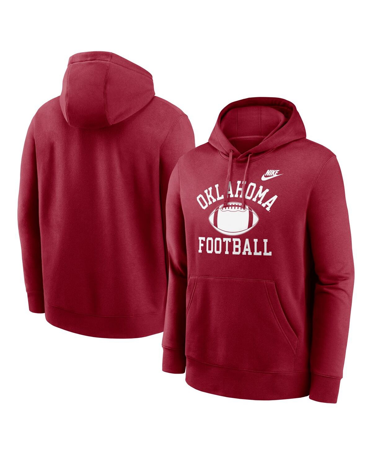 Nike Men's Crimson Oklahoma Sooners Legacy Football Icon Club Fleece Pullover Hoodie In Crimson