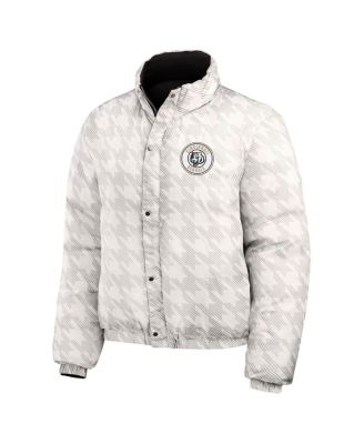 Women's Black, White Cincinnati Bengals Reversible Cropped Full-Zip Puffer Jacket