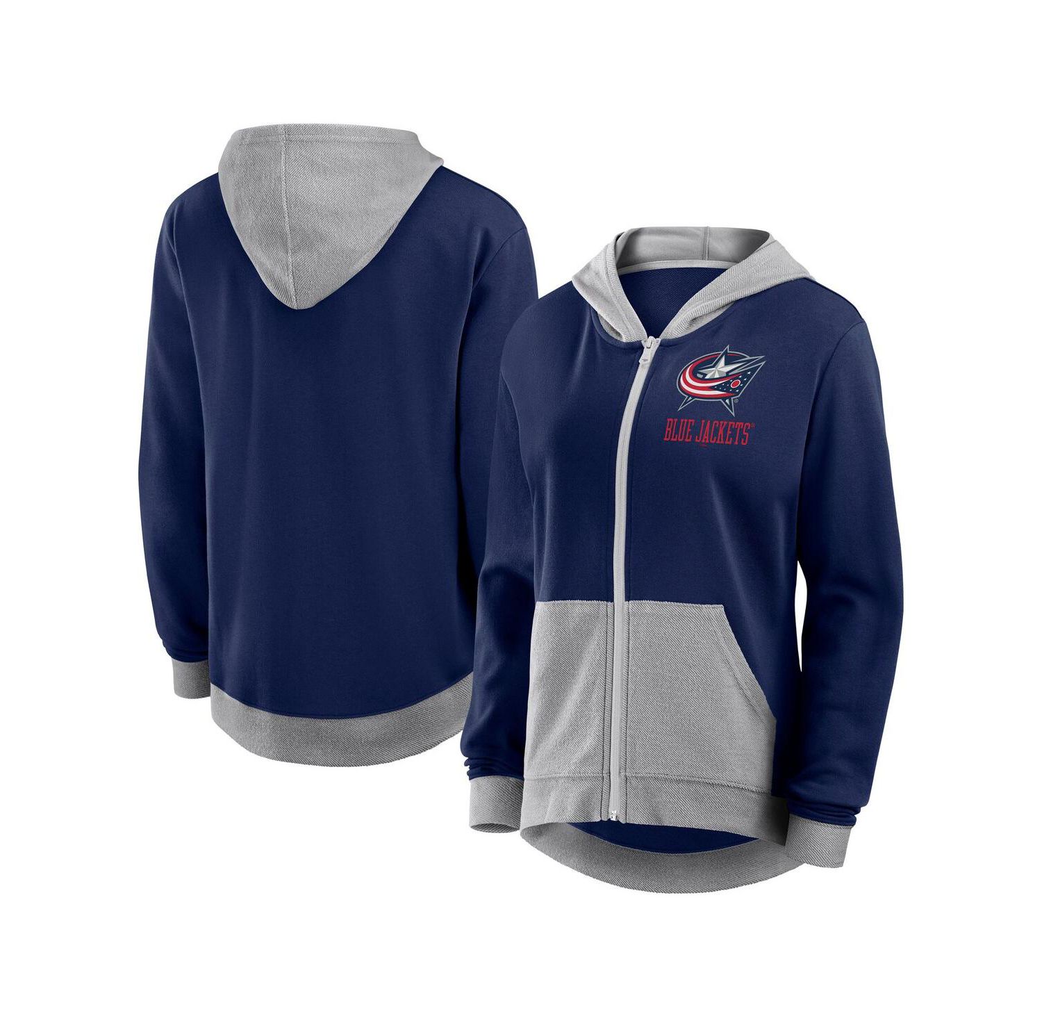 Women's Navy Columbus Blue Jackets Hit It French Terry Full-Zip Hoodie