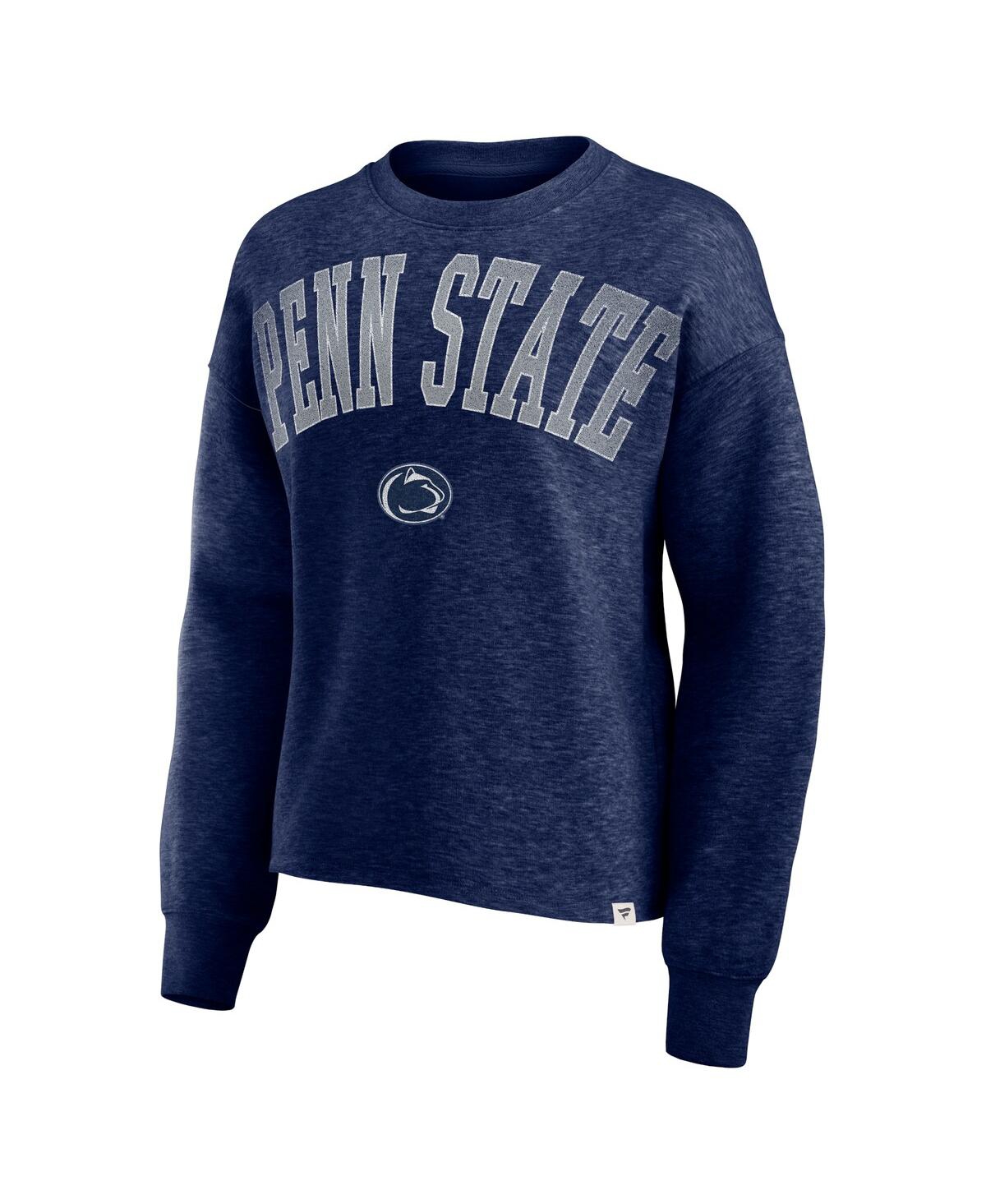 FANATICS WOMEN'S HEATHER NAVY PENN STATE NITTANY LIONS HERITAGE OVERSIZED TRADITION FLEECE SWEATSHIRT 