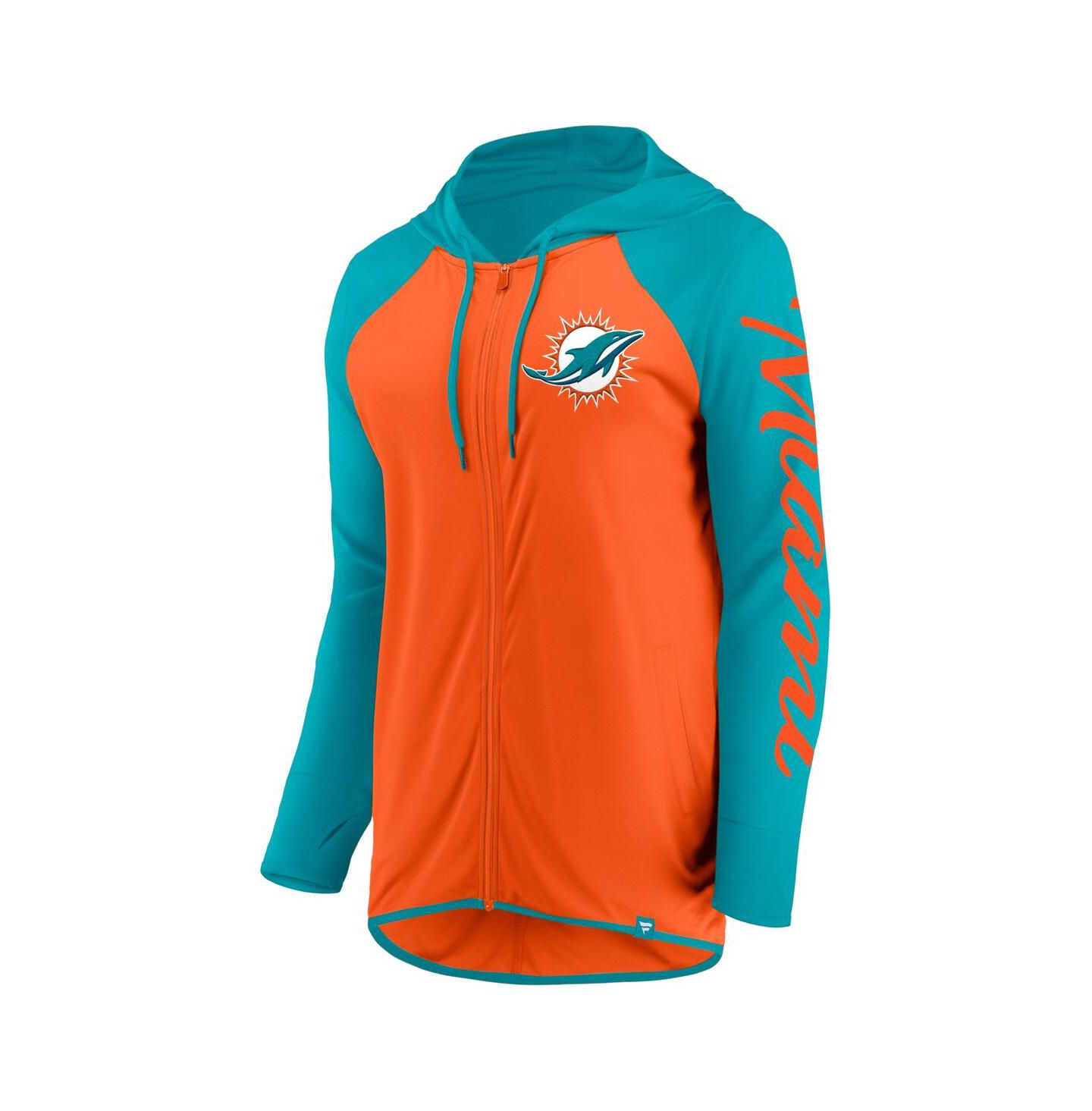 Женское худи Fanatics Orange/Aqua Miami Dolphins Script Full-Zip — фото 2